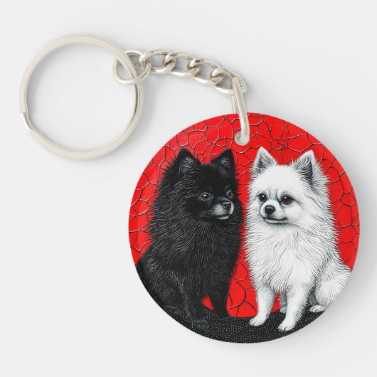 Japanse spitz hond sleutelhanger (Voorkant)