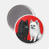 Japanse spitz honden magneet (Voorkant / Achterkant)
