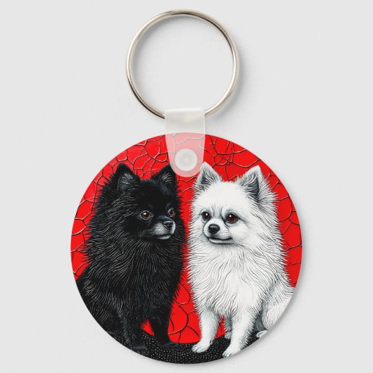 Japanse spitz honden sleutelhanger (Voorkant)