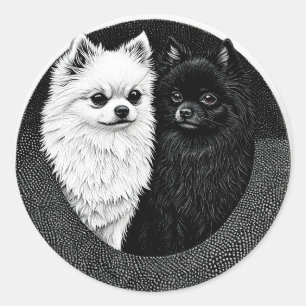 🐾 Japanse Spitz Honden Zwart Wit Schattig Huisdie Ronde Sticker