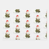 Japanse Spitz-kersthond en groene speldenstang Inpakpapier Vel (Voorkant 2)