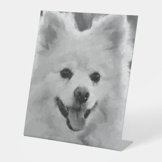 Japanse spitz reclamebord met voetstuk (Voorkant)