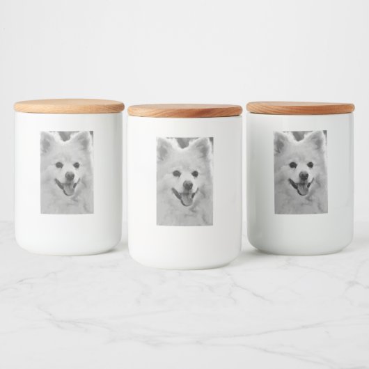 Japanse spitz voedselcontainer etiket (Flessen)