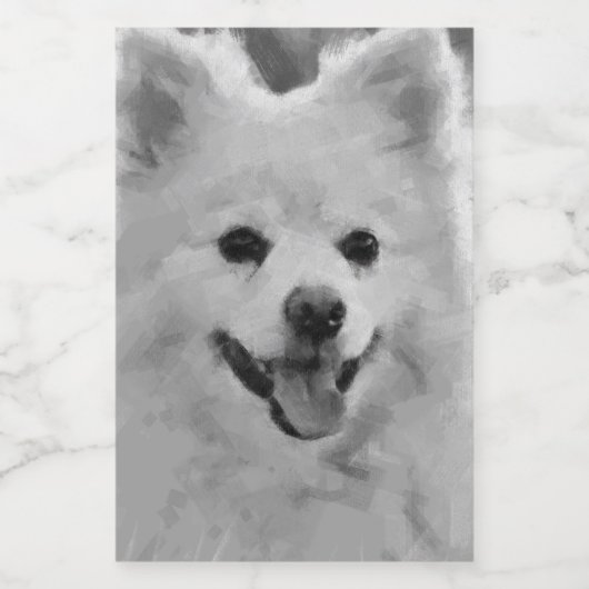 Japanse spitz voedselcontainer etiket (Enkel label)