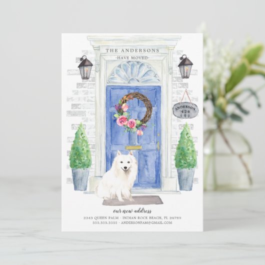 Japanse Spitz-vooraankondiging voor verplaatsen va Kaart (Staand voorkant)