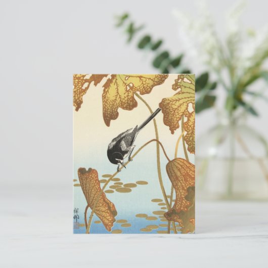 Japanse staart op het Plant Lotus door Ohara Koson Briefkaart (Staand voorkant)