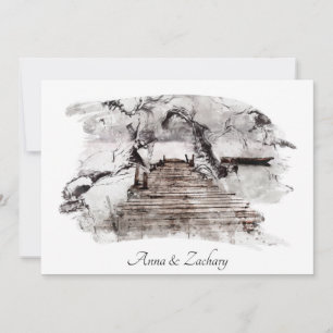 *~* Japanse stadions Art + RSVP QR AR27 Wedding Kaart