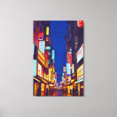 Japanse stadsstraat 's nachts canvas afdruk (Voorkant)