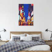 Japanse stadsstraat 's nachts canvas afdruk (Insitu (Slaapkamer))