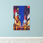 Japanse stadsstraat 's nachts canvas afdruk (Insitu (Houten vloer))