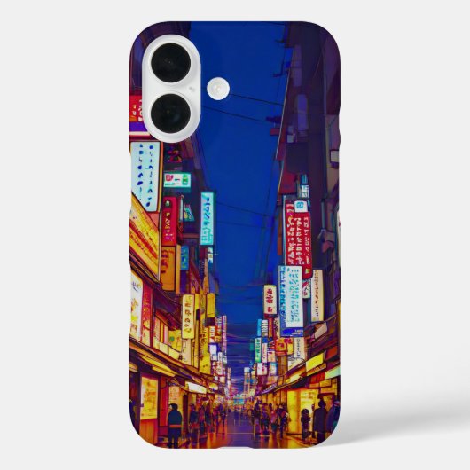 Japanse stadsstraat 's nachts Case-Mate iPhone case (Achterkant)
