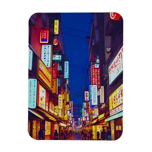 Japanse stadsstraat 's nachts magneet (Verticaal)