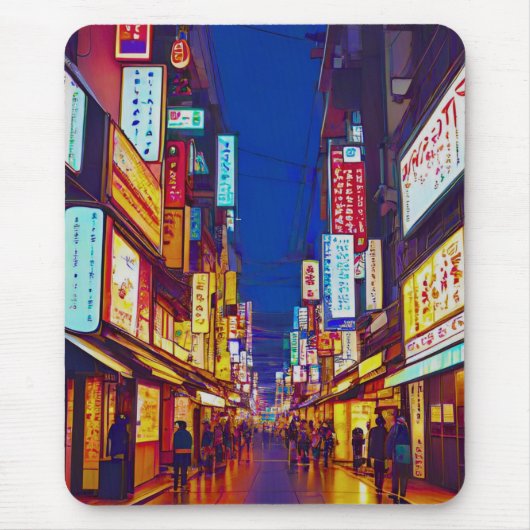 Japanse stadsstraat 's nachts muismat (Voorkant)