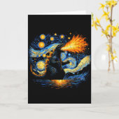 Japanse Starnacht Kaiju Grappige Kunst Mannen Vrou Kaart (Gele Bloem)