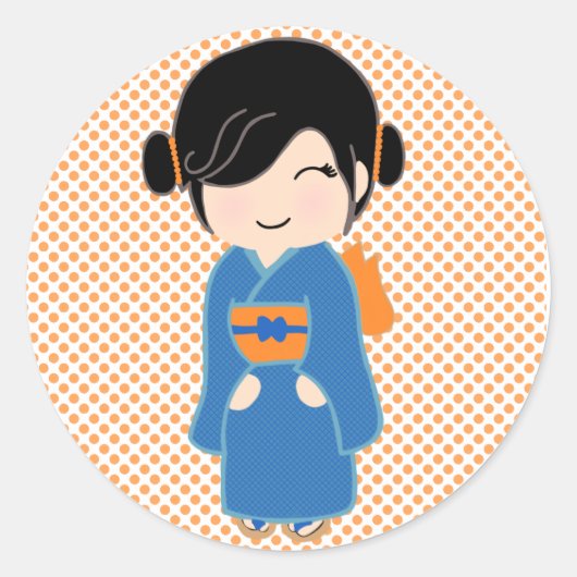 Japanse Sticker Kokeshi Doll (Voorkant)