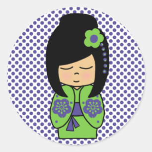 Japanse Sticker Kokeshi Doll