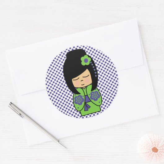 Japanse Sticker Kokeshi Doll (Envelop)