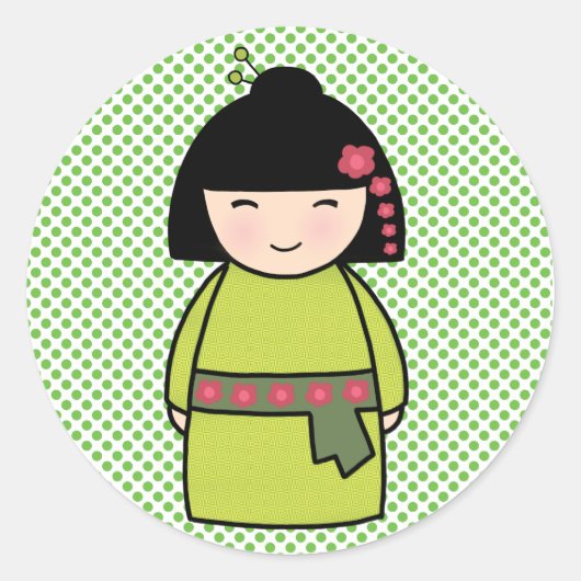 Japanse Sticker Kokeshi Doll (Voorkant)