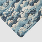 Japanse Stijl Abstracte Oceaangolven Decoupage Tissuepapier (Detail)
