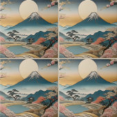 Japanse stijl berg Sakura pagode en zon Tegeltje