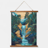 Japanse stijl Cascading Green Waterfall Hangend Wandkleed (Voorkant)