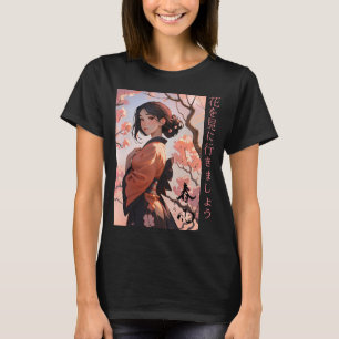 Japanse stijl geanimeerd meisje in Yukata T-shirt