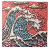 Japanse stijl grote golf Sakura kersenbloesems Tegeltje (Voorkant)