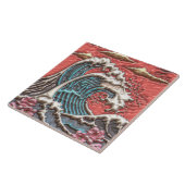 Japanse stijl grote golf Sakura kersenbloesems Tegeltje (Zijkant)