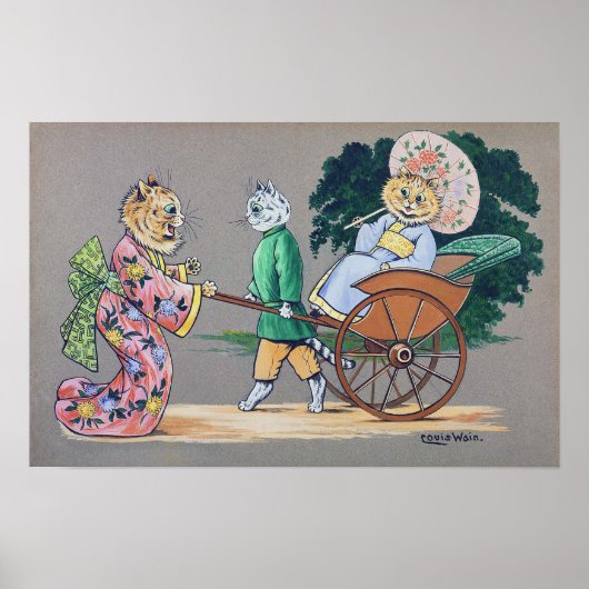 Japanse Stijl Katten, Louis Wain Poster (Voorkant)