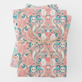 Japanse Stijl Kawaii Art 3 Verpakkende Document Bl Inpakpapier Vel (In situ)