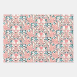 Japanse Stijl Kawaii Art 3 Verpakkende Document Bl Inpakpapier Vel