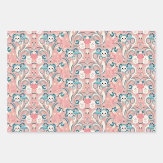 Japanse Stijl Kawaii Art 3 Verpakkende Document Bl Inpakpapier Vel (Voorkant)