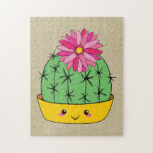 Japanse stijl Kawaii Cactus met bloem Cartoon