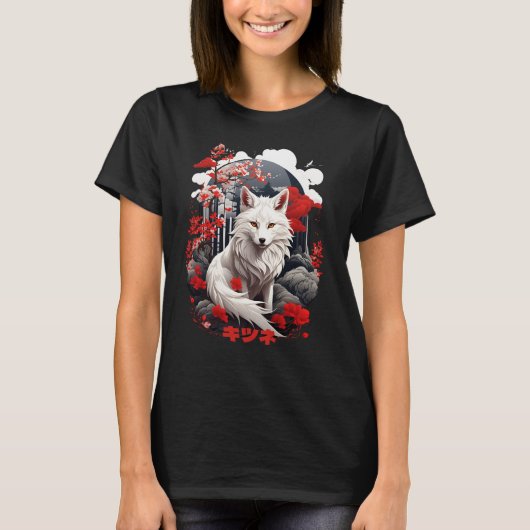 Japanse Stijl Kitsune Fox T-shirt (Voorkant)
