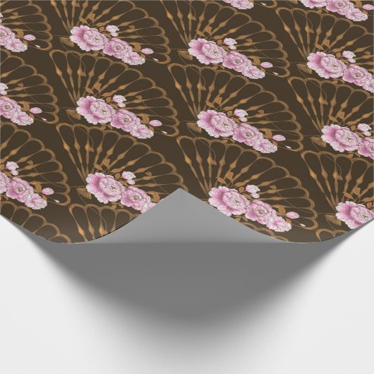 Japanse stijl plezier en rozen cadeaupapier (Hoek)