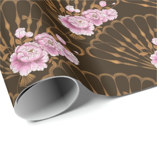 Japanse stijl plezier en rozen cadeaupapier (Rol Hoek)