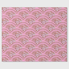 Japanse stijl plezier en rozen roze cadeaupapier