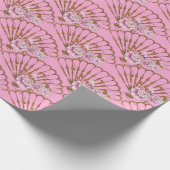 Japanse stijl plezier en rozen roze cadeaupapier (Hoek)