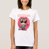 Japanse stijl Rock Cat T-shirt (Voorkant)