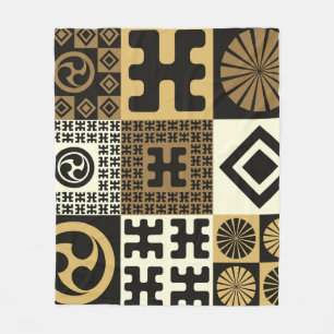 Japanse stijl, zwart goud naadloze patronen. fleece deken