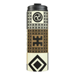Japanse stijl, zwart goud naadloze patronen. thermosbeker