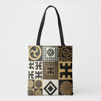 Japanse stijl, zwart goud naadloze patronen. tote bag