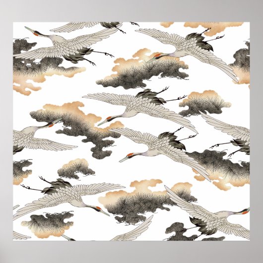 Japanse stijlkraan: elegant ontwerp. poster (Voorkant)