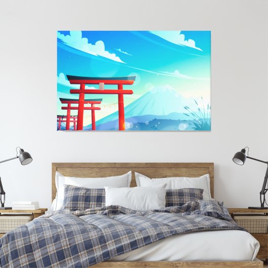 Japanse stijlkunst canvas afdruk (Insitu (Slaapkamer))