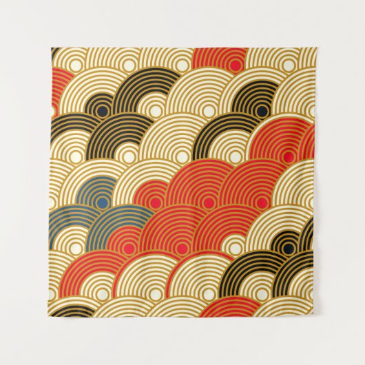 Japanse stijlschalen golven naadloos patroon in wandkleed (Voorkant)