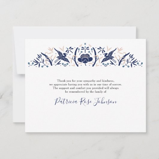 Japanse Stork Blue Funeral Memorial Bedankt (Voorkant)