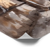 Japanse straat met Cherry Blossom Bomen Poster (Hoek)