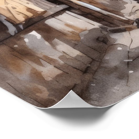 Japanse straat met Cherry Blossom Bomen Poster (Hoek)