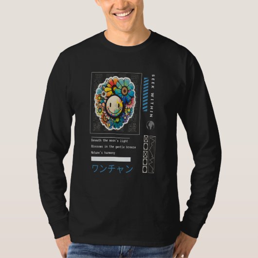 Japanse straattaal Kidcore esthetische bloem T-shirt (Voorkant)