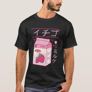 Japanse Strawberry Milk Drank Kawaii Kanji Stoom T-shirt